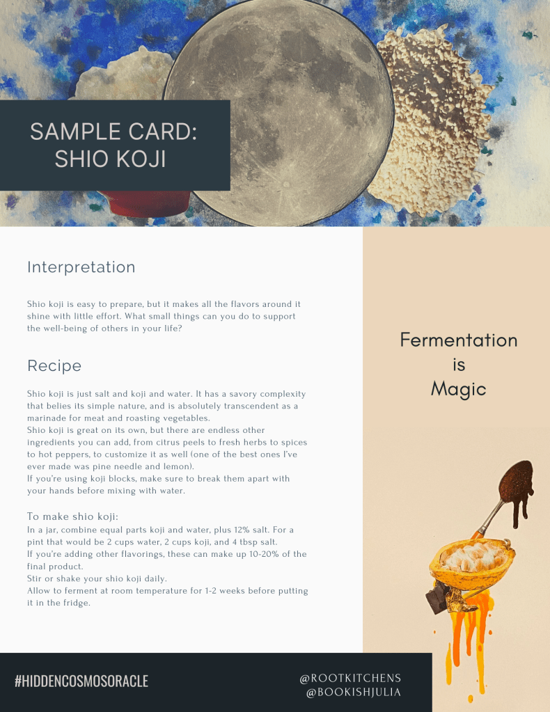 sample card for hidden cosmos oracle deck recipe shio koji lemon lobster vinegar